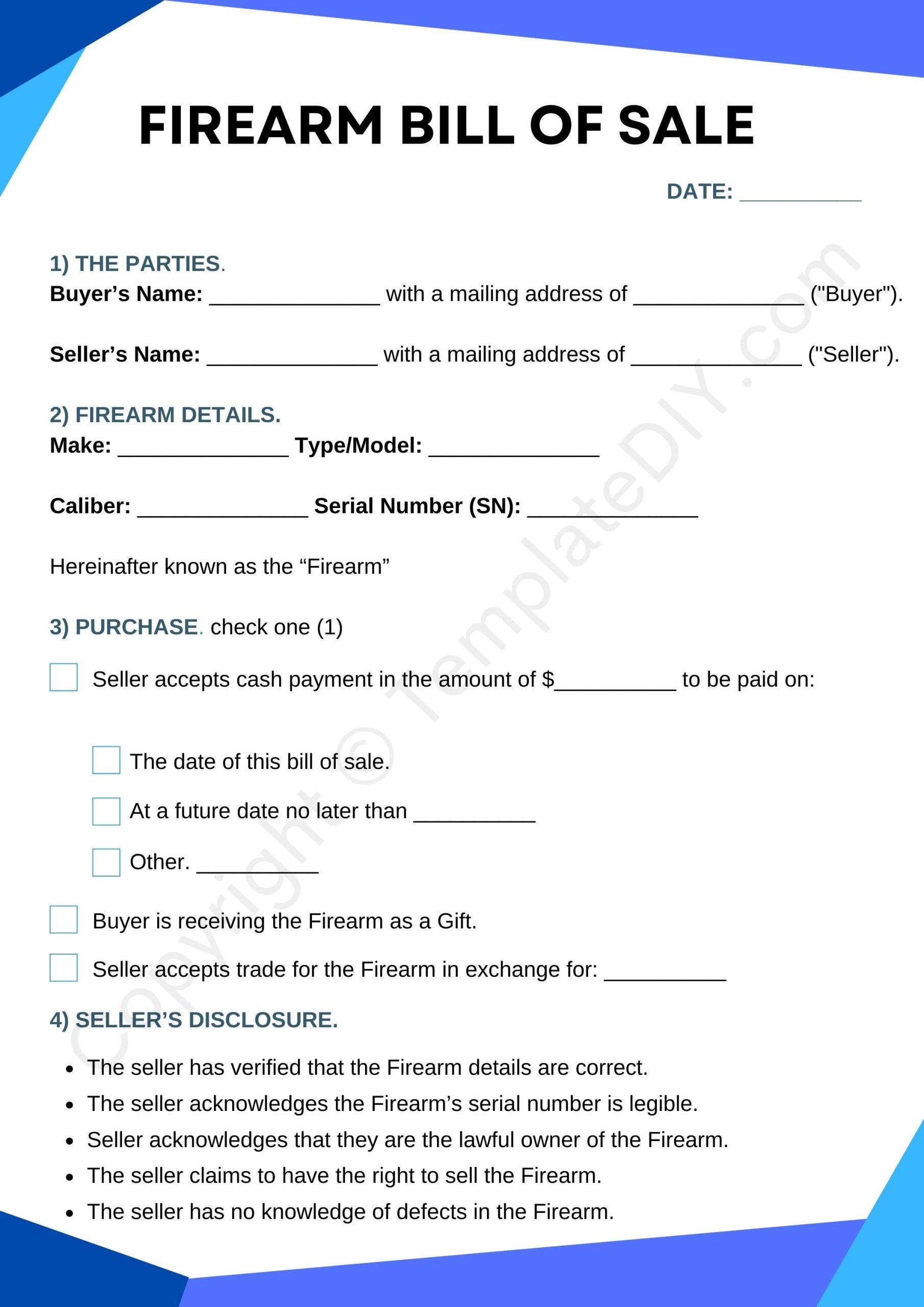 Gun Bill Of Sale Template Prntbl Concejomunicipaldechinu Gov Co