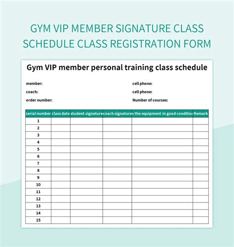 Gym Registration Forms For Ms Word And Excel Download