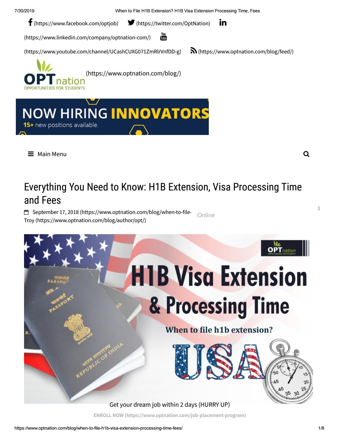 H1b Extension Processing Time 2019 Optnation By Optnation2019jobs Issuu