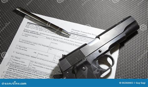 Handgun Purchase Paperwork Stock Image Image Of Firearm 86368465