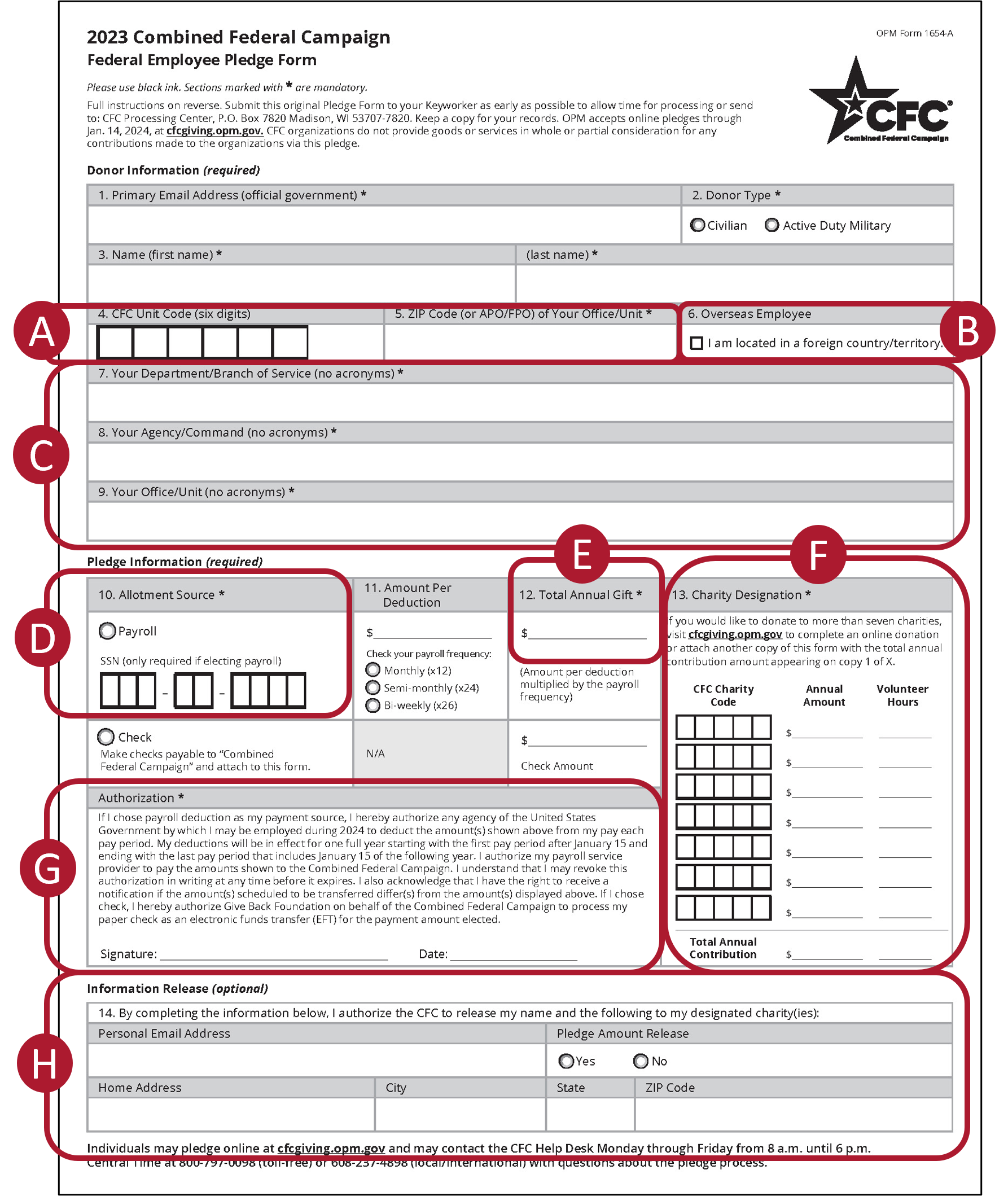 Handling Paper Pledges Combined Federal Campaign Of Western