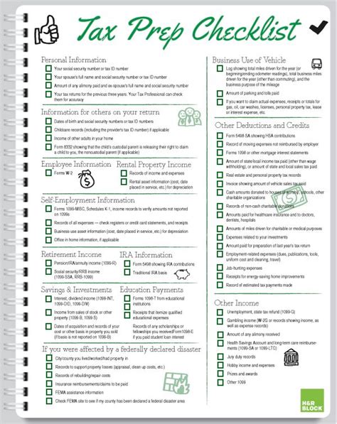 Handy Printable Tax Prep Checklist Block Talk The H Amp R Block Official Corporate Blog