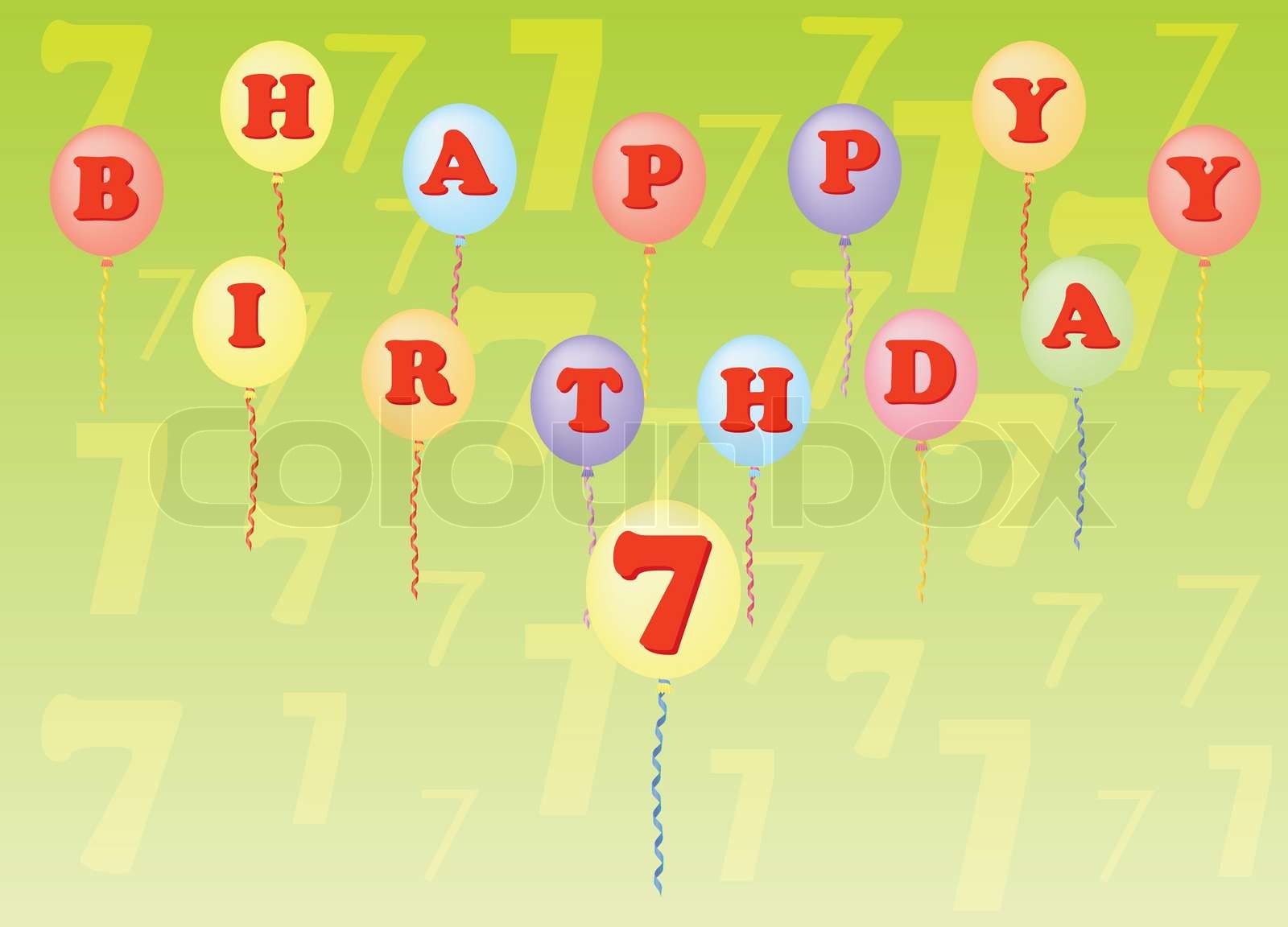 Happy Birthday Seven Years Balloons Years Seventh Vector Balloons