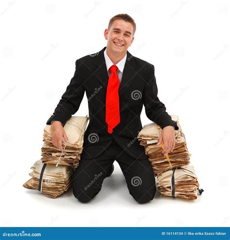 Happy Man With Paperwork Stock Photo Image Of Document 16114134