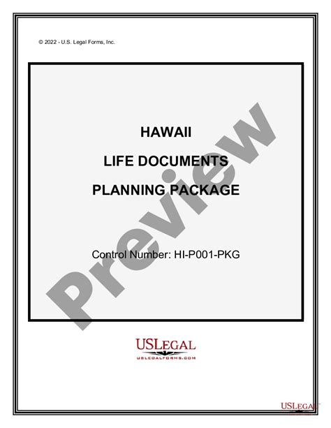 Hawaii Life Documents Planning Package Including Will Power Of