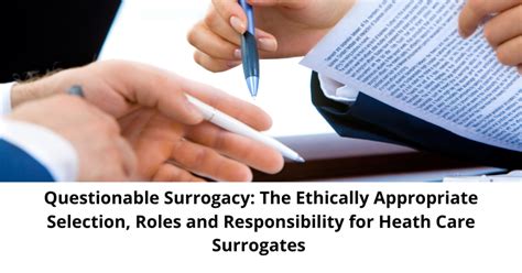 Hc 107 Questionable Surrogacy The Ethically Appropriate Selection Roles And Responsibility