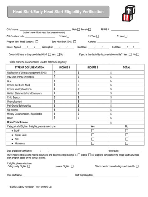 Head Start Program Forms