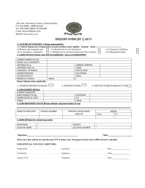 Helb Enquiry Form Pdf Fill And Sign Printable Template Online