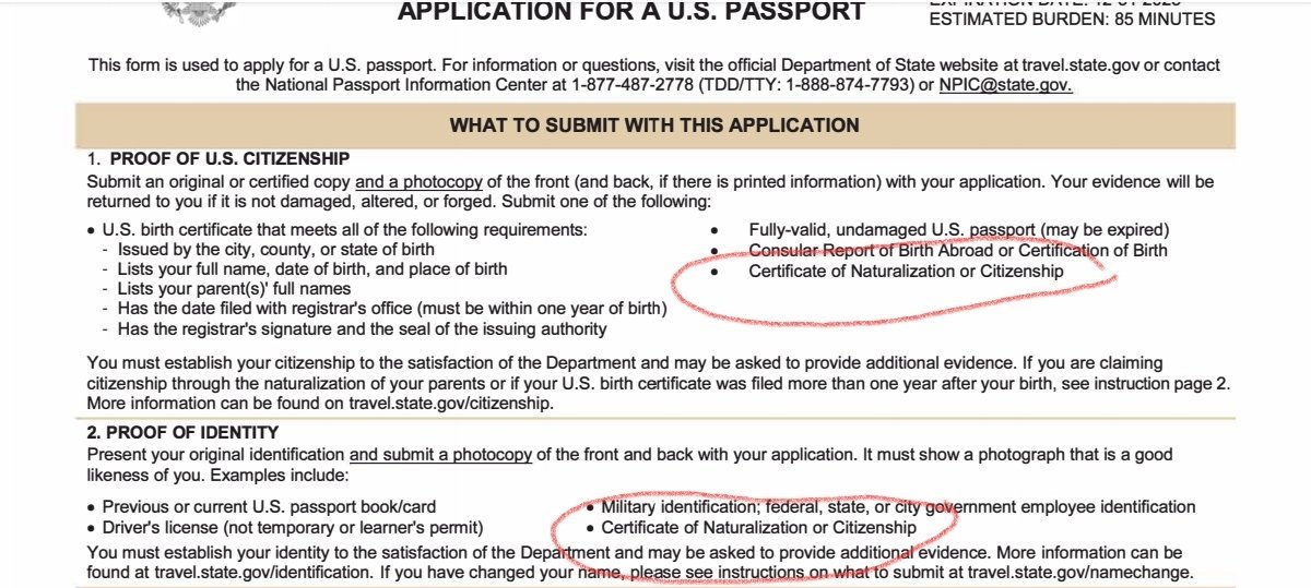 Help Can I Use Certificate Of Naturalization As Both Proof Of Id And