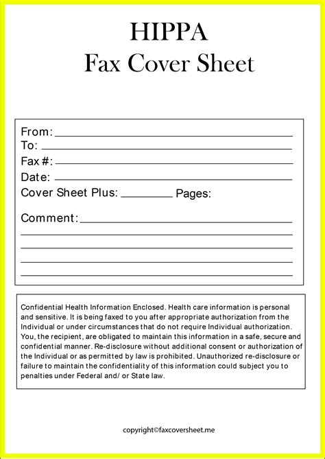 Hipaa Fax Cover Sheet Templates Printable In Pdf Word