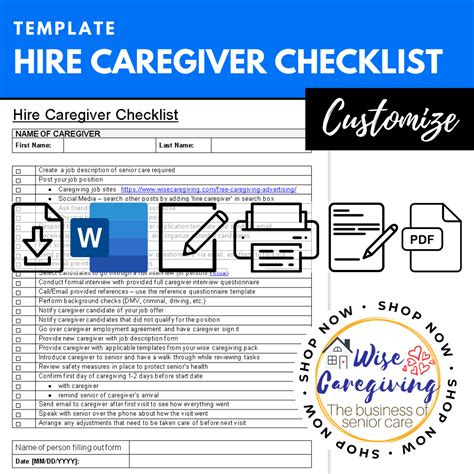 Hire A Caregiver Checklist Template Wise Caregiving