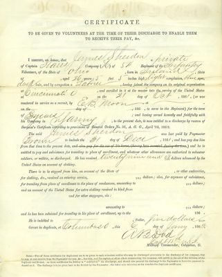 Historical Document Military Discharge Paperwork With Pay 1863 Ebay