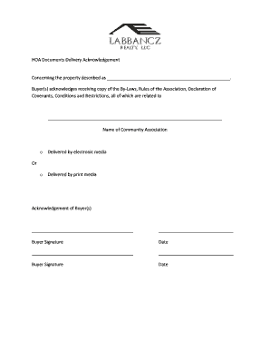 Hoa Documents Delivery Acknowledgement Fill And Sign Printable