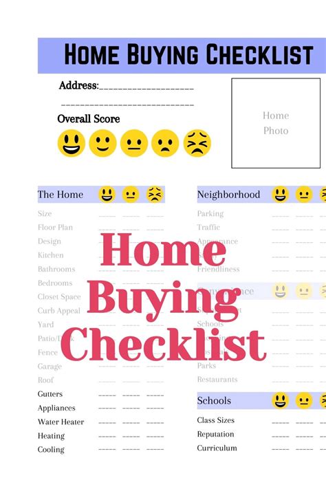 Home Buying Checklist Printable Room Surf Com