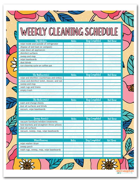 Home Cleaning Schedule Template