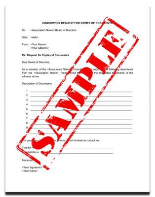 Homeowner Request For Copies Of Documents Template Hoa Management Com