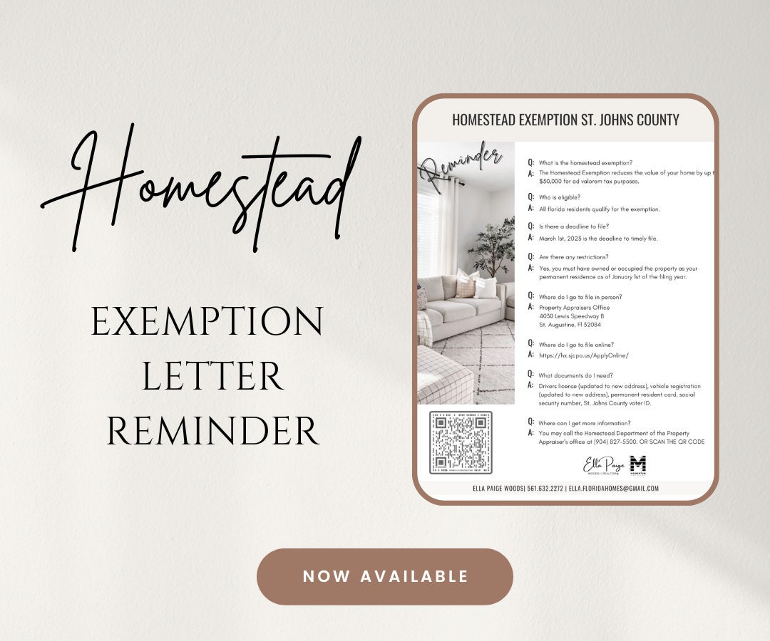 Homestead Exemption Letter Reminder Template Etsy