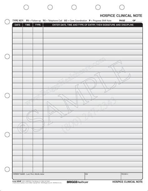 Hospice Clinical Note Form Closeout Item