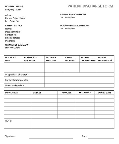 Hospital Discharge Forms 10 Free Pdf Printables Printablee