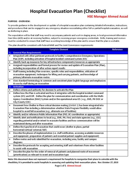 Hospital Evacuation Plan Checklist Sistema De Comando De Incidentes Servicios M Dicos De