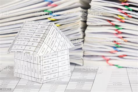 House On Finance Account Have Blur Pile Paperwork As Background Stock Photo Download Image Now