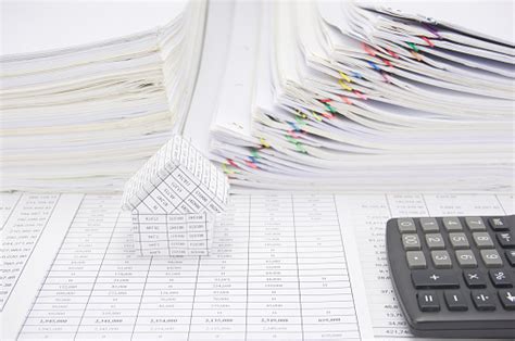 House On Finance Account Have Report And Step Overload Paperwork Stock