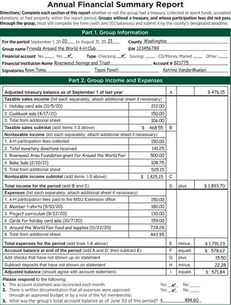 How Do I Complete An Annual Financial Summary Report Msu Extension