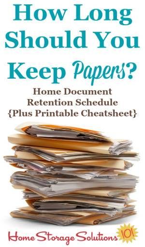 How Long Should You Keep Papers Home Document Retention Schedule Plus Printable Cheatsheet