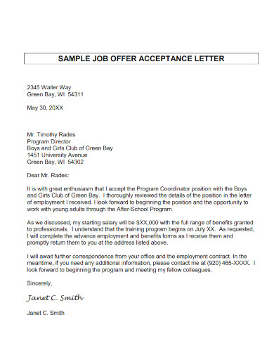 How To Accept A Job Offer Free Acceptance Email Templates