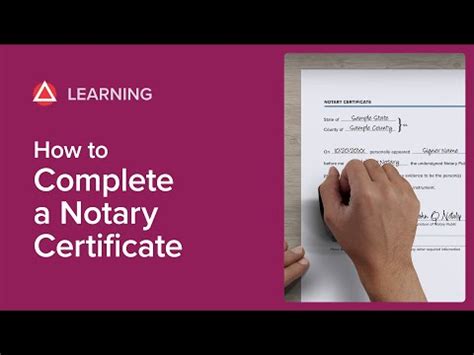 How To Complete A Notary Certificate Youtube