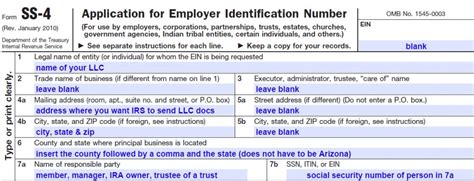 How To Complete Irs Form Ss 4 Arizona Llc Law