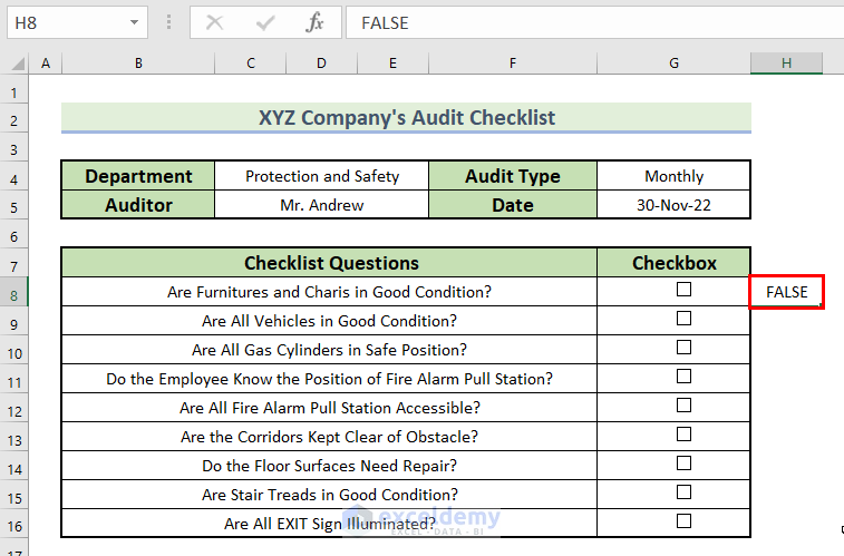 How To Create An Audit Checklist In Excel With Easy Steps