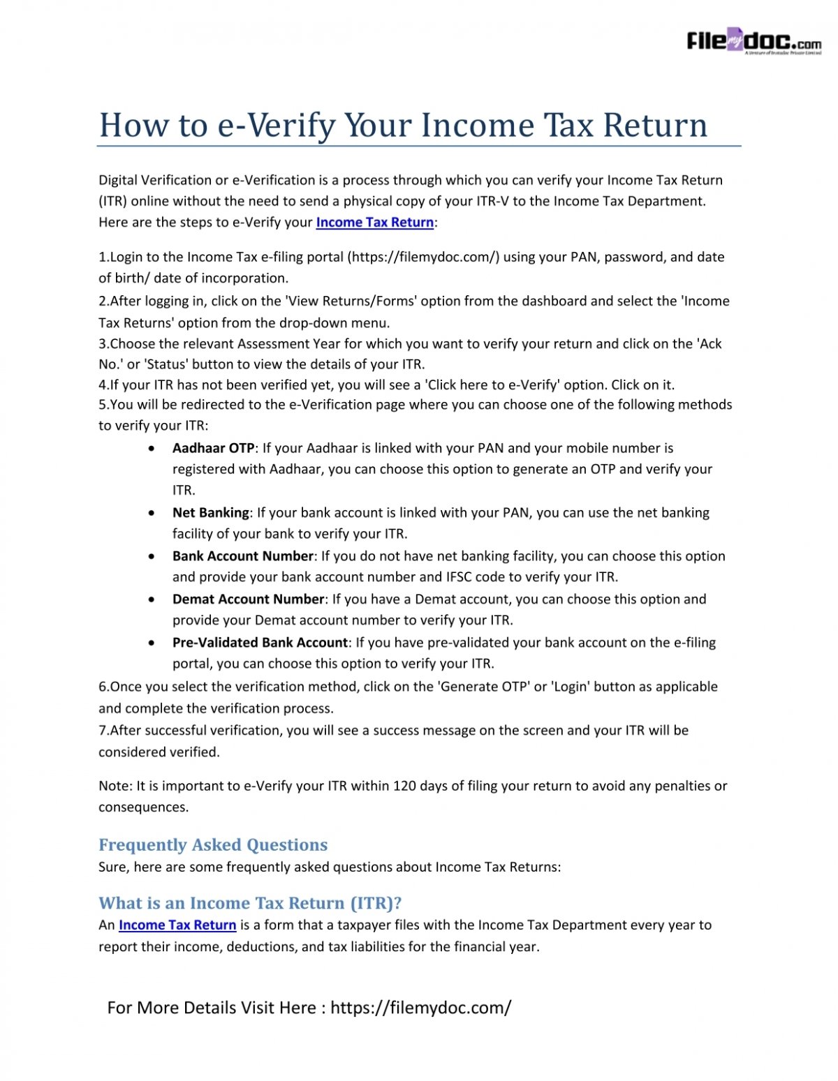 How To E Verify Your Income Tax Return 6 Ways To E Verify Return