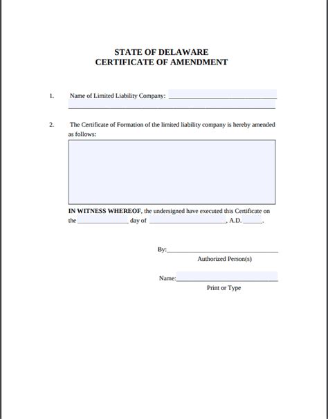 How To File A Delaware Llc Amendment With The Department Of State