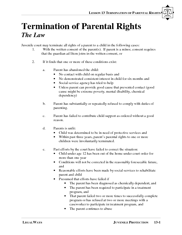 How To File For Termination Of Parental Rights Talkingparents