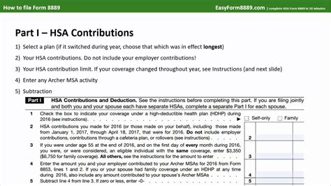 How To File Hsa Form 8889 Youtube