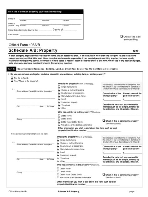 Filling Out Bankruptcy Paperwork