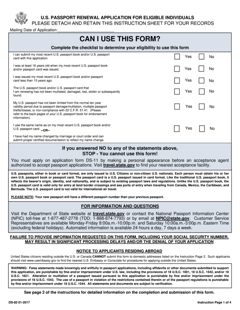 How To Fill Out Ds 82 Or Us Passport Renewal Form Pdfrun Youtube