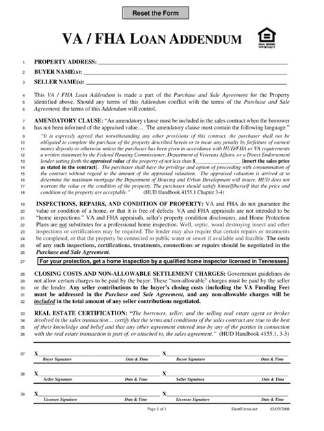 How To Fill Out Fha Addendum Fill Online Printable Fillable Blank