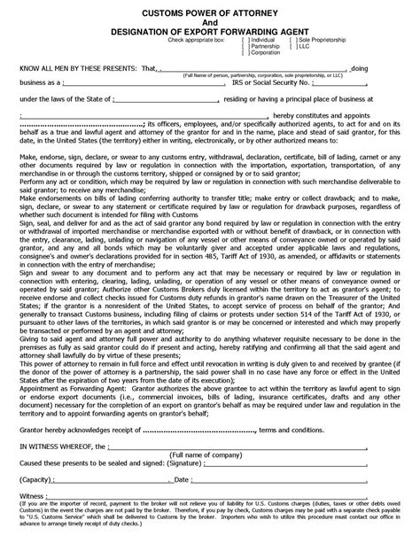 How To Fill Out Us Customs Power Of Attorney