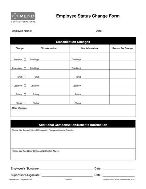 How To Make An Employee Change Form Free Sample Example Format