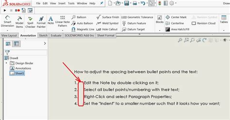 How To Manage Solidworks Drawing Note Bullet And Number Spacing