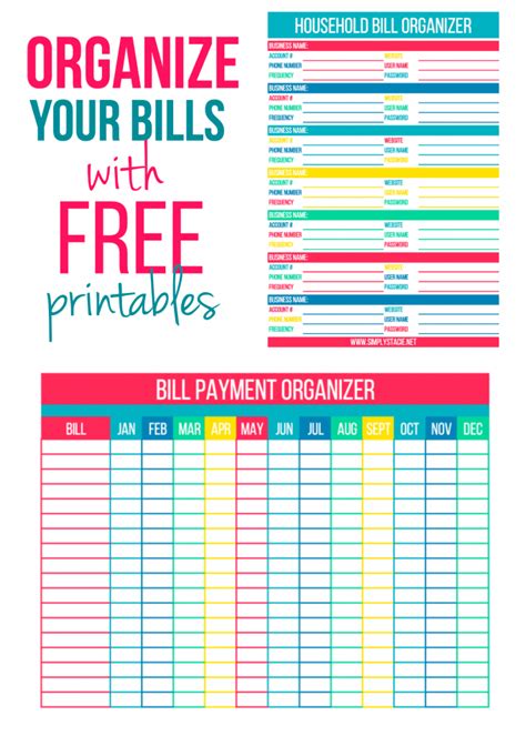 How To Organize Your Bills And Never Miss Another Bill Organize Bills Printables Organize