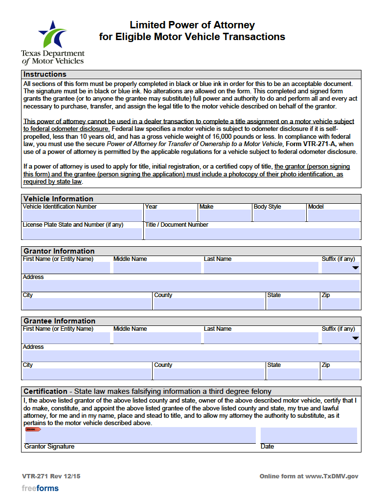 Signing Title with Power of Attorney