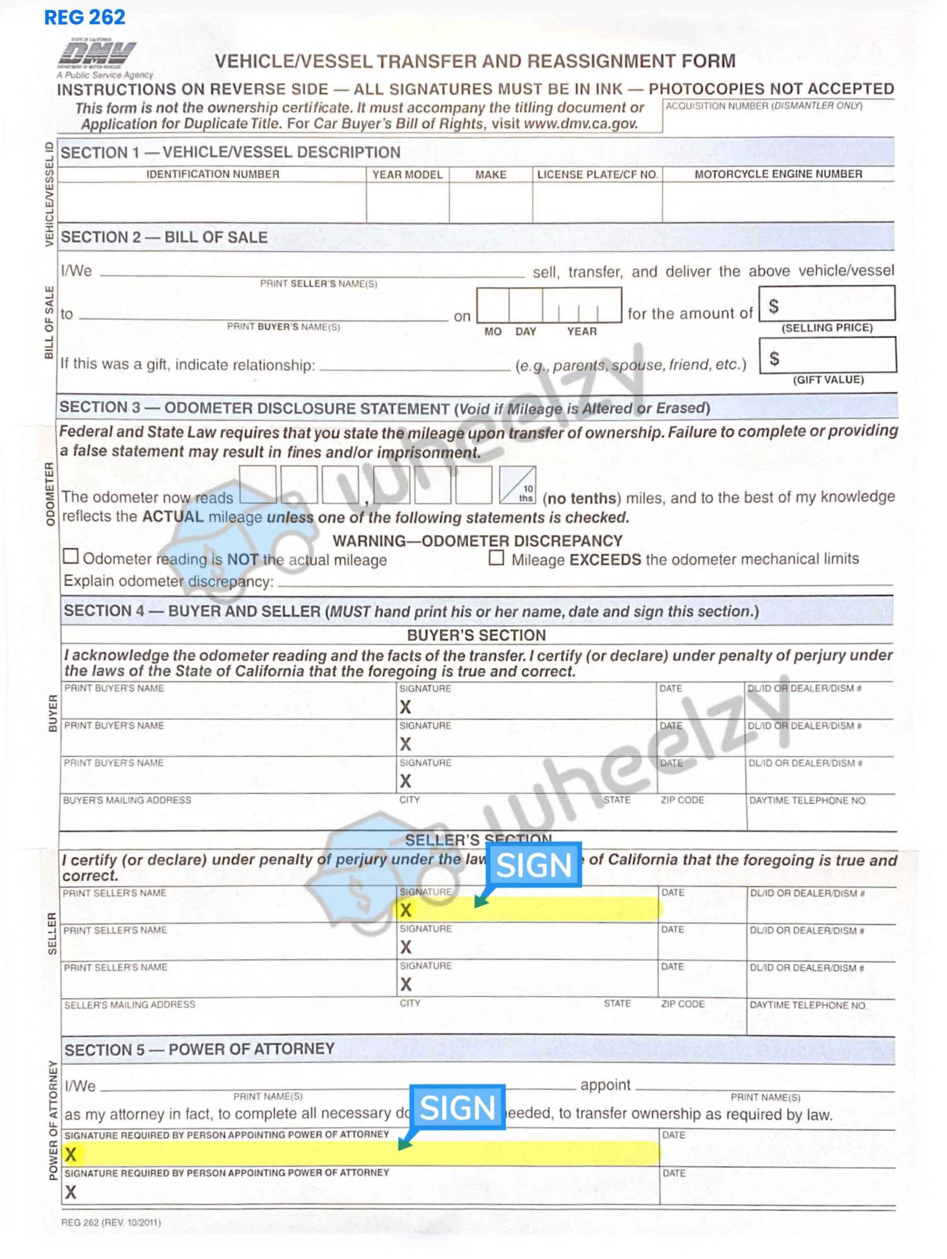 How To Sign Vehicle Transfer And Reassignment Form Sell Junk Car Fast