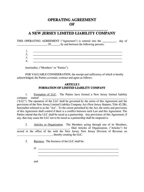 How To Start An Llc In New Jersey 2024 Guide Is An Operating Agreement