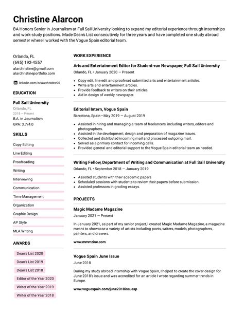 How To Write Internship Experience In Resume Examples