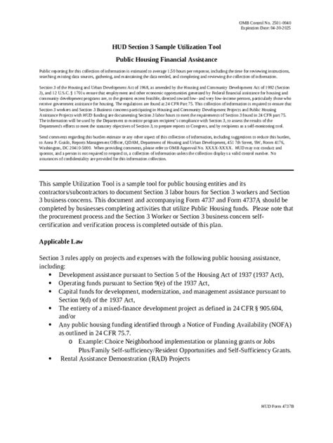 Hud Section 3 Sample Utilization Tool Public Housing Doc Template