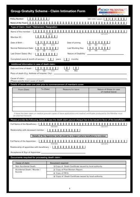 Icici Prudential Life Insurance Claim Form Download Claimforms Net