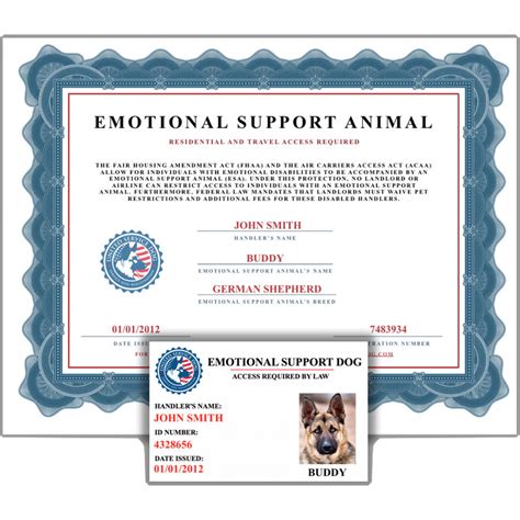 Id Certificate Esa Service Dog And Emotional Support Animal Registration